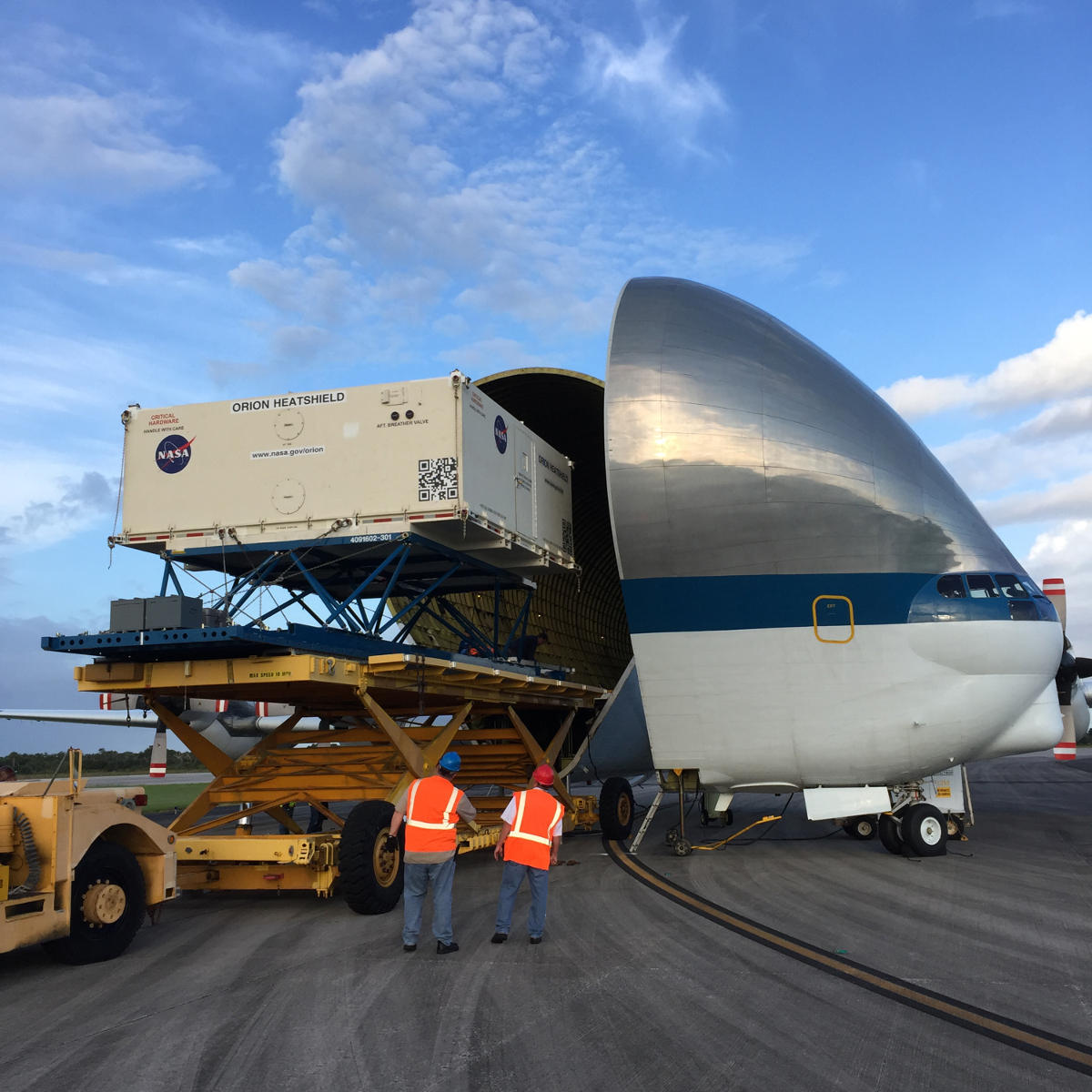 orion heat shield arrival