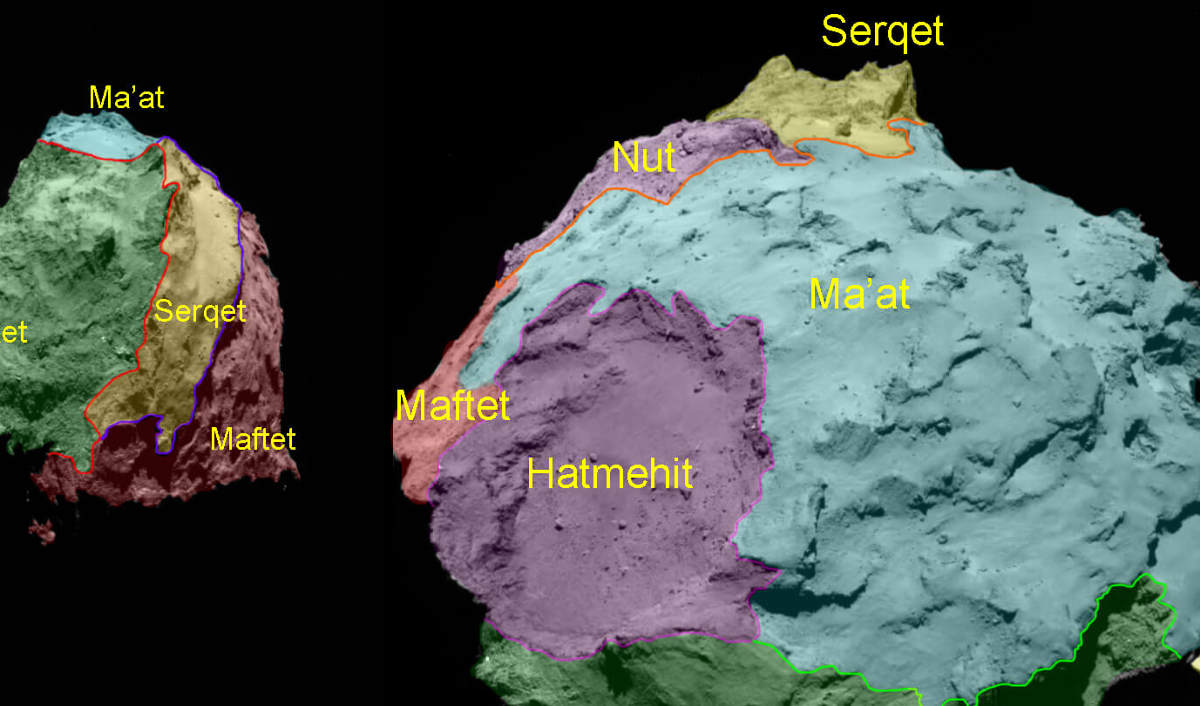 ESA Rosetta 67P OSIRIS regional maps 1