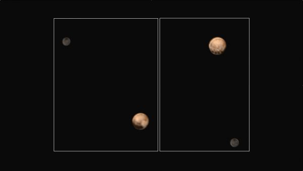 7-1-15 Pluto Charon color hemispheres unannotated JHUAPL NASA SWRI