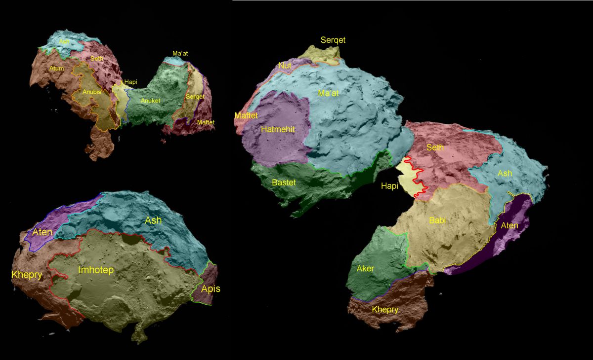 ESA Rosetta 67P OSIRIS regional maps 1
