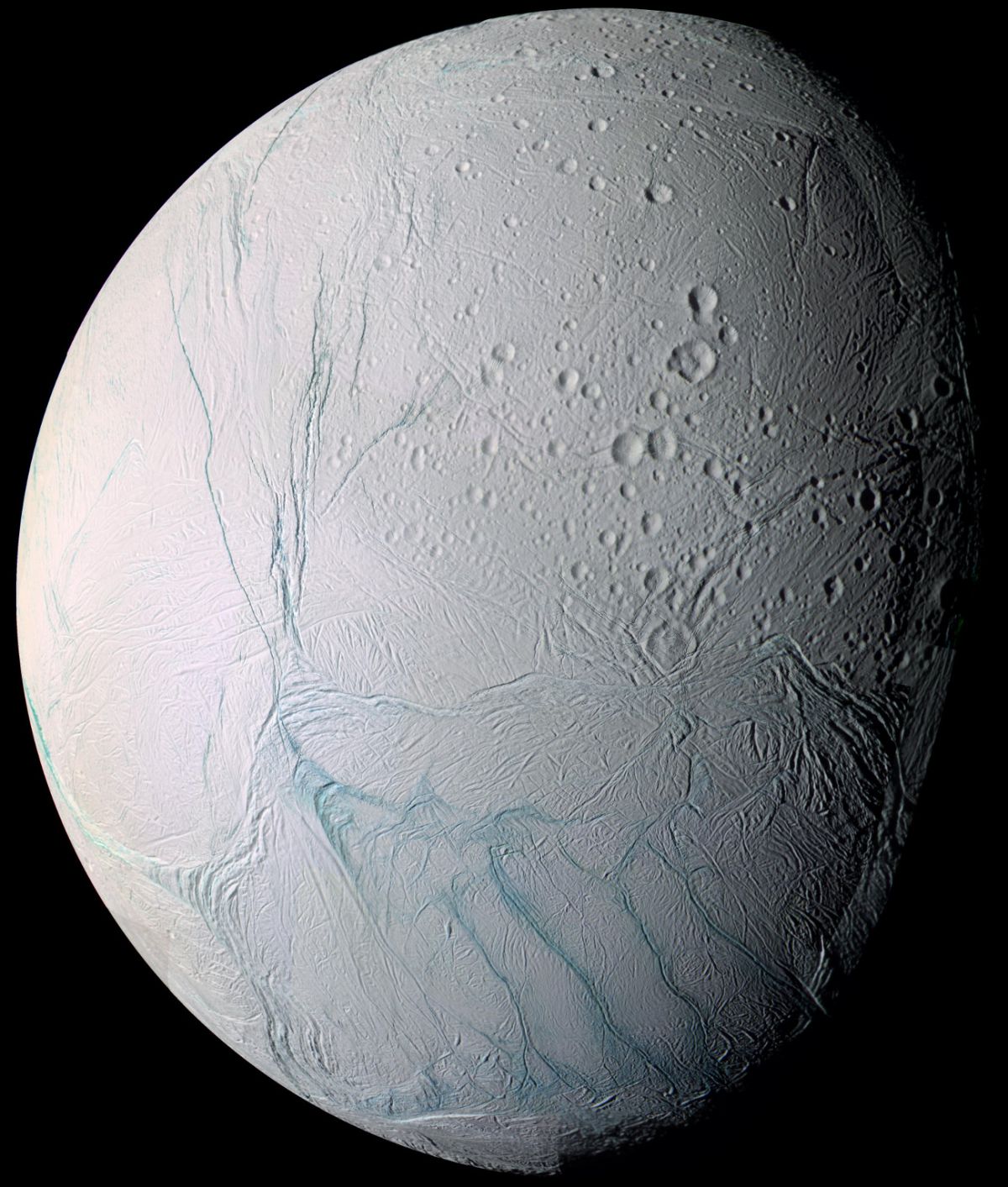 Enceladus craters and complex fractured terrains